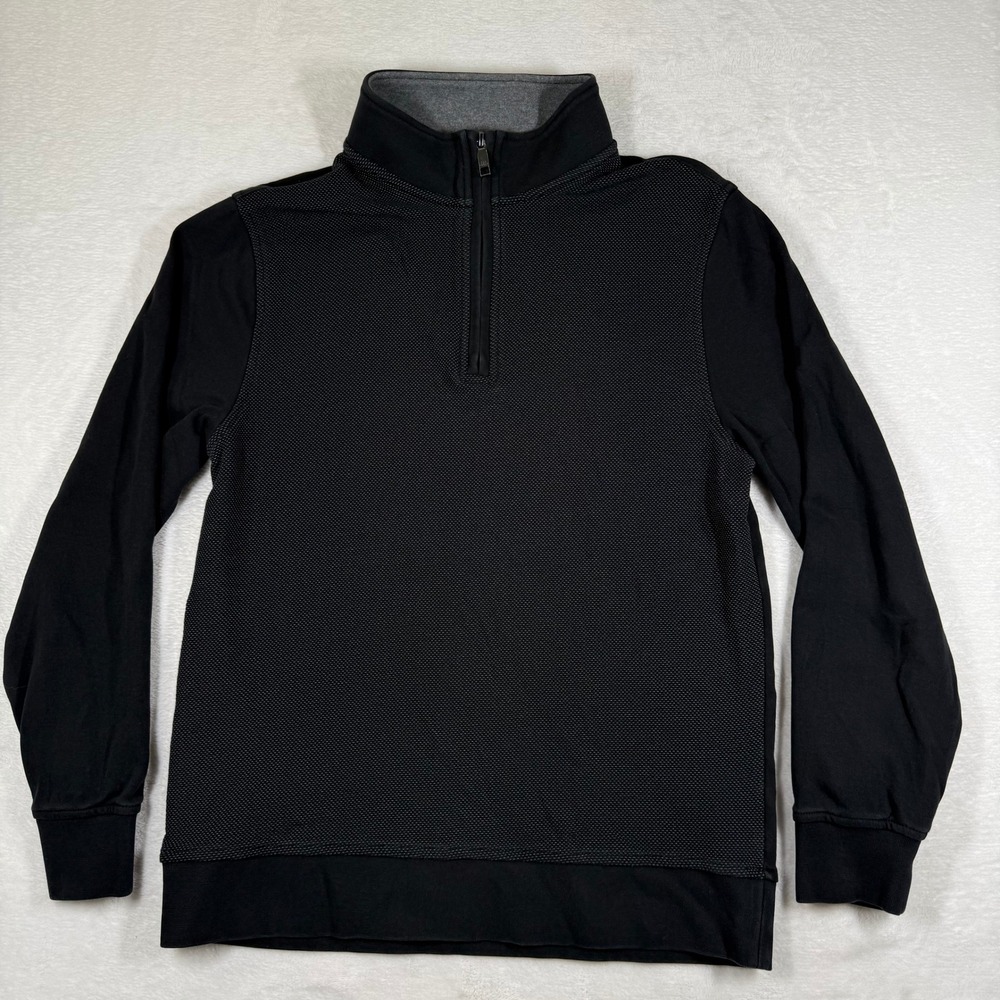 Ted Baker Mens Black Textured Front 1/4 Zip Pullover Mock Neck Sweater Size M